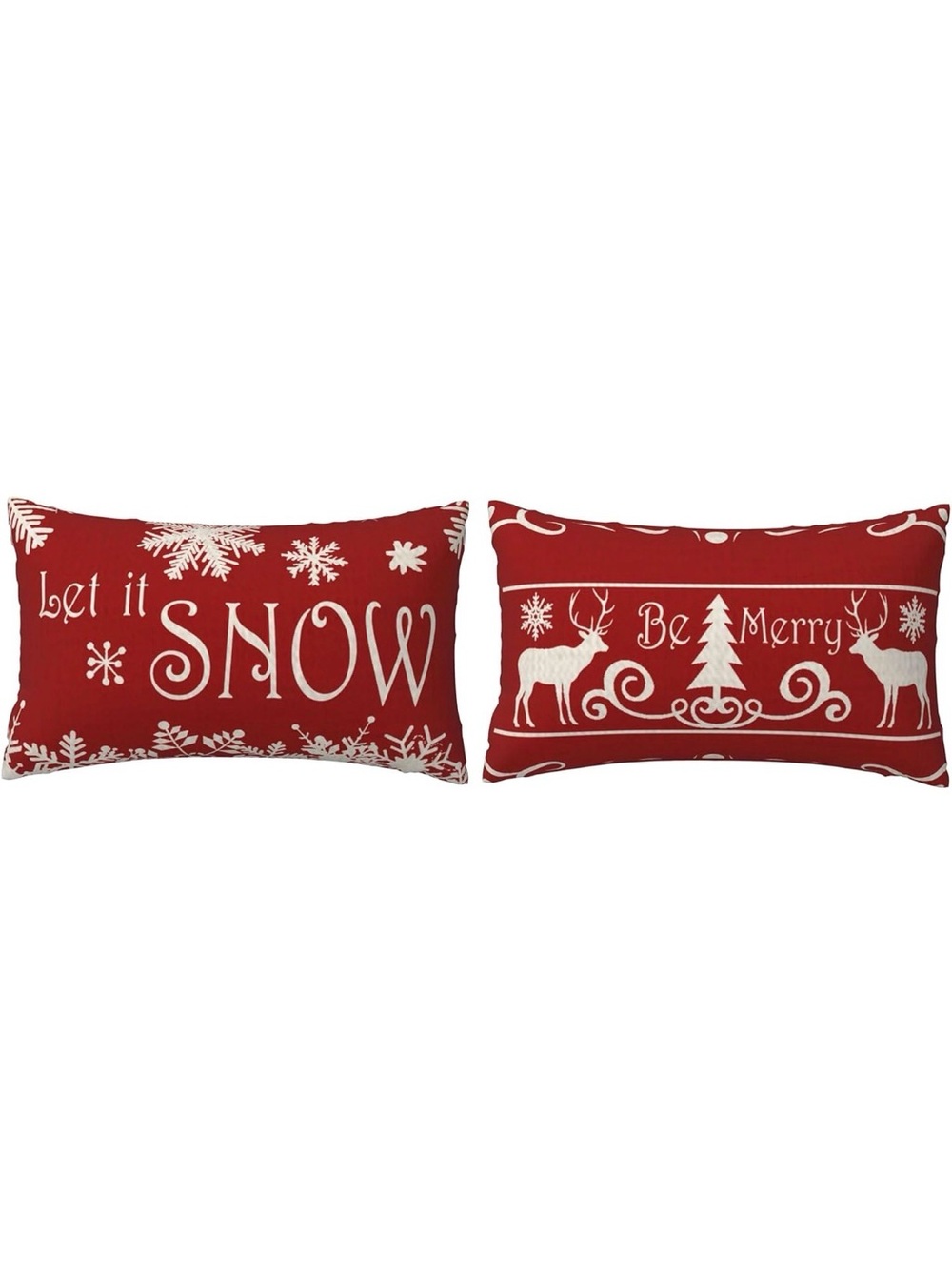 Holiday Red 'Let It Snow' and 'Be Merry' Decorative Pillow Covers - Set of Two